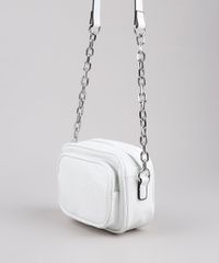 Bolsa-Feminina-Transversal-Pequena-com-Textura-Croco-e-Corrente-Branca-9632515-Branco_3
