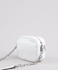 Bolsa-Feminina-Transversal-Pequena-com-Textura-Croco-e-Corrente-Branca-9632515-Branco_4