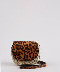 Bolsa-Feminina-Transversal-Pequena-Estampada-Animal-Print-Com-Palha-e-Alca-Corrente-Caramelo-9632512-Caramelo_1