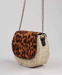 Bolsa-Feminina-Transversal-Pequena-Estampada-Animal-Print-Com-Palha-e-Alca-Corrente-Caramelo-9632512-Caramelo_3