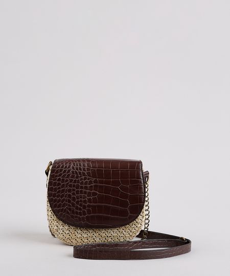 Bolsa-Feminina-Transversal-Pequena-Texturizada-Croco-com-Palha-e-Alca-Corrente-Marrom-9632513-Marrom_1 Bolsa-Feminina-Transversal-Pequena-Texturizada-Croco-com-Palha-e-Alca-Corrente-Marrom-9632513-Marrom_1