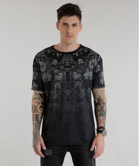 Camiseta-Longa-Estampada-Floral-Preta-8538030-Preto_1