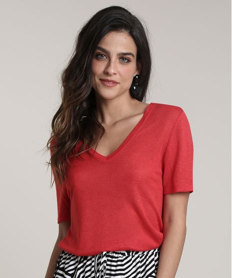 Blusa-Feminina-Salinas-com-Linho-Manga-Curta-Decote-V--Vermelha-9792994-Vermelho_1
