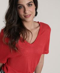 Blusa-Feminina-Salinas-com-Linho-Manga-Curta-Decote-V--Vermelha-9792994-Vermelho_4