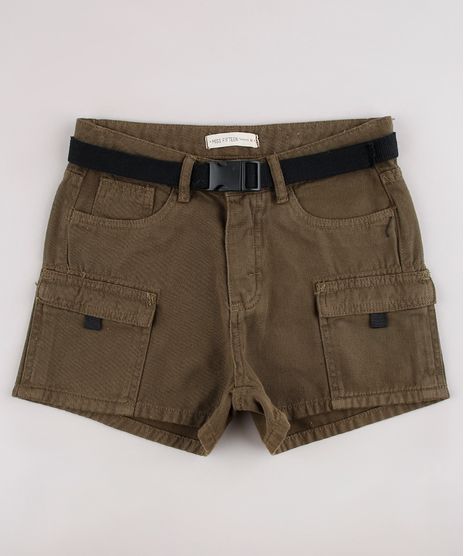Short-de-Sarja-Infantil-Cargo-com-Cinto-Verde-Militar-9794718-Verde_Militar_1