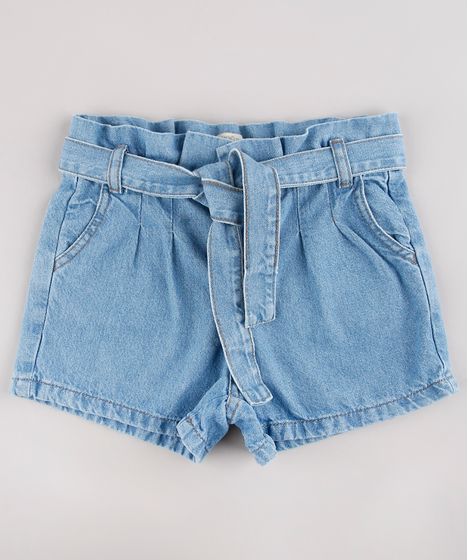 short jeans infantil cintura alta