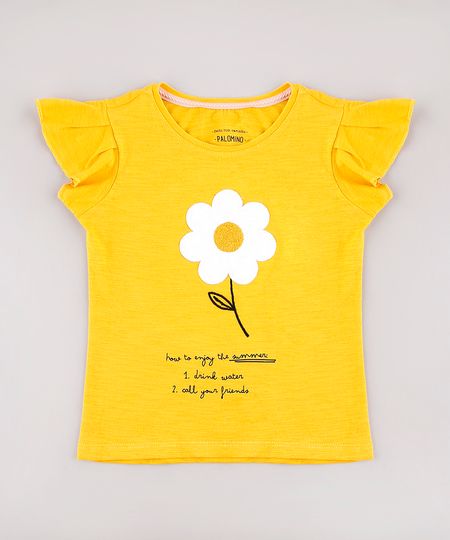 Blusa-Infantil-Flor-Manga-Curta-Mostarda-9758258-Mostarda_1