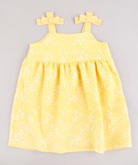Vestido-Infantil-Estampado-Floral-com-Lacos-Alca-Media-Amarelo-9664214-Amarelo_1