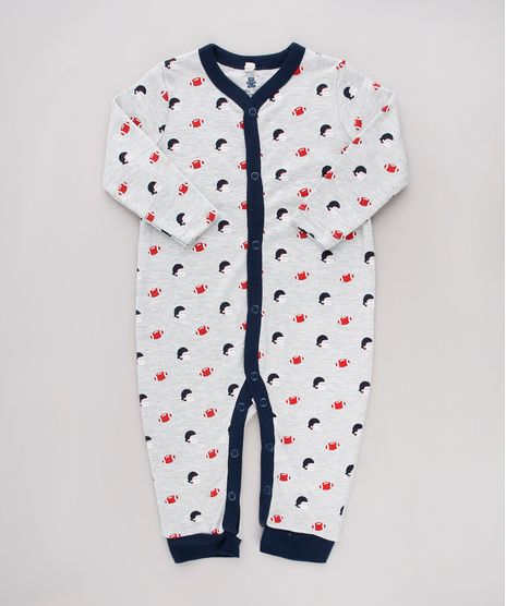 Macacao-Infantil--Daddy-s-Team--Estampado-Beisebol-Manga-Longa-Cinza-Mescla-Claro-9586957-Cinza_Mescla_Claro_1