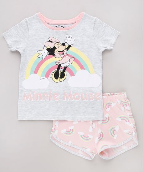 Pijama-Infantil-Minnie-Manga-Curta-Cinza-Mescla-Claro-9751959-Cinza_Mescla_Claro_1