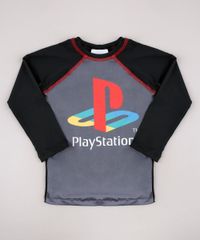 Camiseta-de-Praia-Infantil-Playstation-Raglan-Manga-Longa-Chumbo-9741541-Chumbo_1
