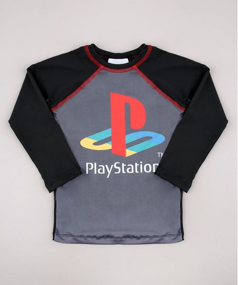 Camiseta-de-Praia-Infantil-Playstation-Raglan-Manga-Longa-Chumbo-9741541-Chumbo_1