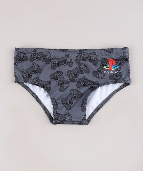 Sunga-Infantil-Slip-Playstation-Estampada-Chumbo-9741540-Chumbo_1
