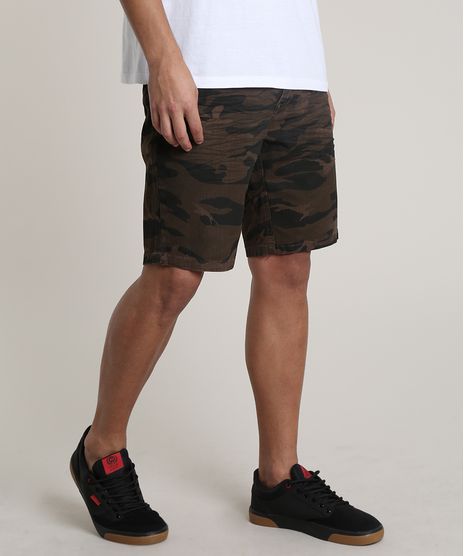 Bermuda-de-Sarja-Masculina-Slim-Estampada-Camuflada-Marrom-9786616-Marrom_1