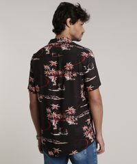 Camisa-Masculina-Tradicional-Estampada-Tropical-com-Esqueleto-Manga-Curta-Preta-9729734-Preto_2