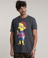 Camiseta-Masculina-Lisa-Simpson-Manga-Curta-Gola-Careca-Cinza-Mescla-Escuro-9746238-Cinza_Mescla_Escuro_1