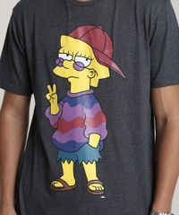 Camiseta-Masculina-Lisa-Simpson-Manga-Curta-Gola-Careca-Cinza-Mescla-Escuro-9746238-Cinza_Mescla_Escuro_4