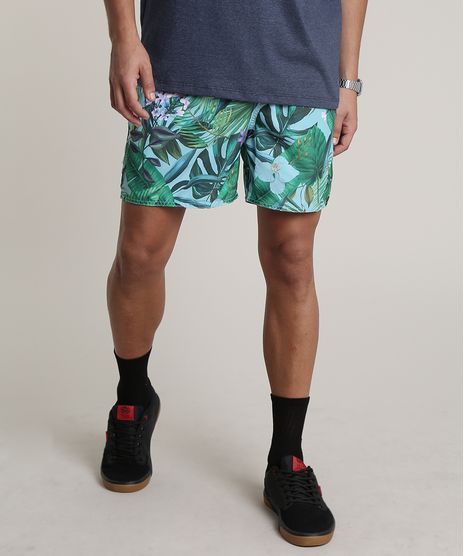 Short-Masculino-Estampado-de-Folhagens-com-Bolsos-Verde-9513691-Verde_1