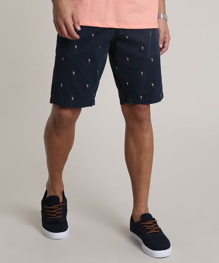 Bermuda-de-Sarja-Masculina-Slim-Estampada-de-Passaros-Azul-Marinho-9753322-Azul_Marinho_1