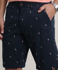 Bermuda-de-Sarja-Masculina-Slim-Estampada-de-Passaros-Azul-Marinho-9753322-Azul_Marinho_2