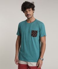 Camiseta-Masculina-com-Bolso-Estampado-de-Abacaxi-Manga-Curta-Gola-Careca-Verde-9736992-Verde_1
