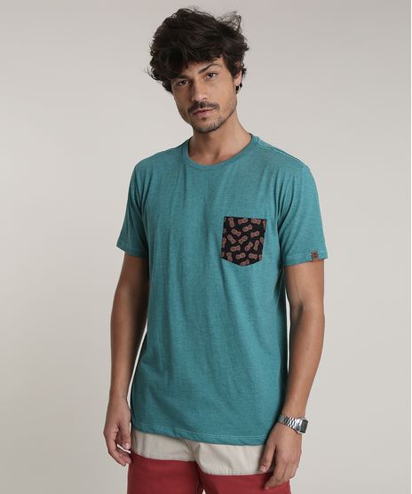 Camiseta-Masculina-com-Bolso-Estampado-de-Abacaxi-Manga-Curta-Gola-Careca-Verde-9736992-Verde_1