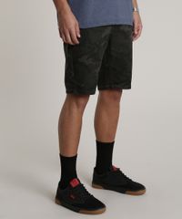 Bermuda-de-Sarja-Masculina-Slim-Estampada-Camuflada-Verde-Militar-9781526-Verde_Militar_1
