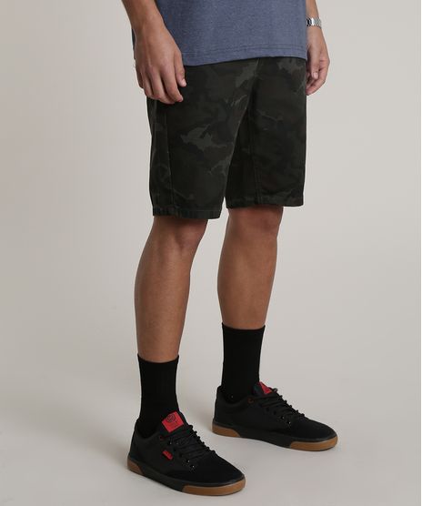 Bermuda-de-Sarja-Masculina-Slim-Estampada-Camuflada-Verde-Militar-9781526-Verde_Militar_1