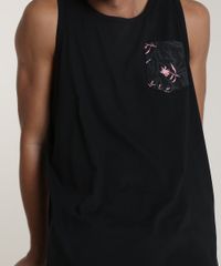 Regata-Masculina-com-Bolso-Estampado-de-Folhagem-Gola-Careca-Preta-9801522-Preto_4