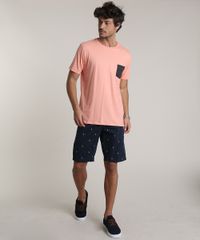 Camiseta-Masculina-com-Bolso-Estampado-Manga-Curta-Gola-Careca-Coral-9737043-Coral_3