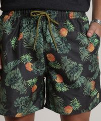 Short-Masculino-Estampado-de-Abacaxi-com-Bolso-Preto-9513690-Preto_2