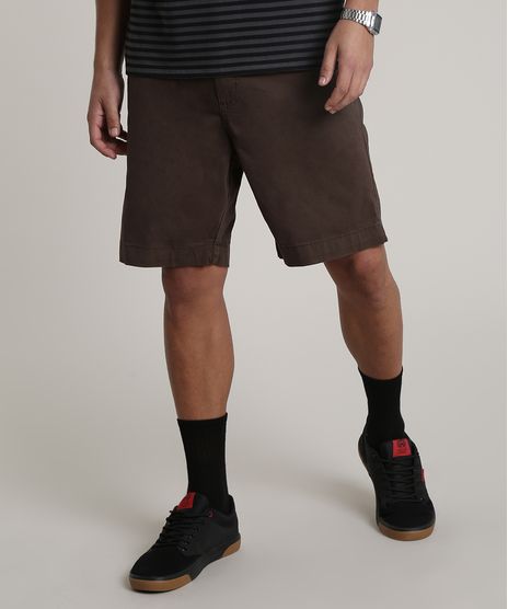 Bermuda-de-Sarja-Masculina-Reta-com-Cinto-Marrom-9607646-Marrom_1