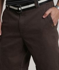 Bermuda-de-Sarja-Masculina-Reta-com-Cinto-Marrom-9607646-Marrom_2