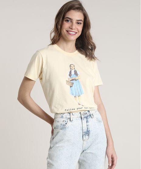 T-Shirt-Feminina-Mindset-Dorothy-O-Magico-de-Oz-Manga-Curta-Decote-Redondo-Amarela-Claro-9832028-Amarelo_Claro_1