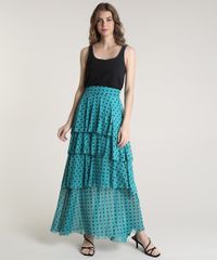 Saia-Feminina-Mindset-Longa-Estampada-de-Poa-em-Camadas-Verde-9837422-Verde_3