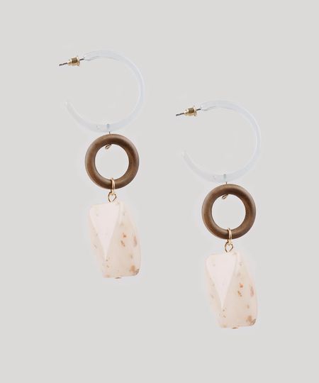 Brinco-Feminino-Longo-de-Argola-com-Pedra-e-Madeira-Transparente-9650000-Transparente_1