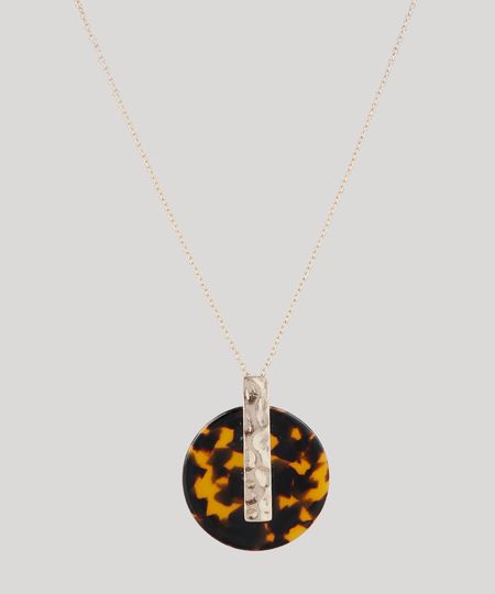 Colar-Feminino-Longo-com-Pingente-Acrilico-Tartaruga-Dourado-9650239-Dourado_1
