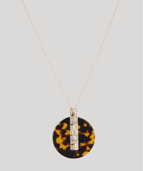 Colar-Feminino-Longo-com-Pingente-Acrilico-Tartaruga-Dourado-9650239-Dourado_1