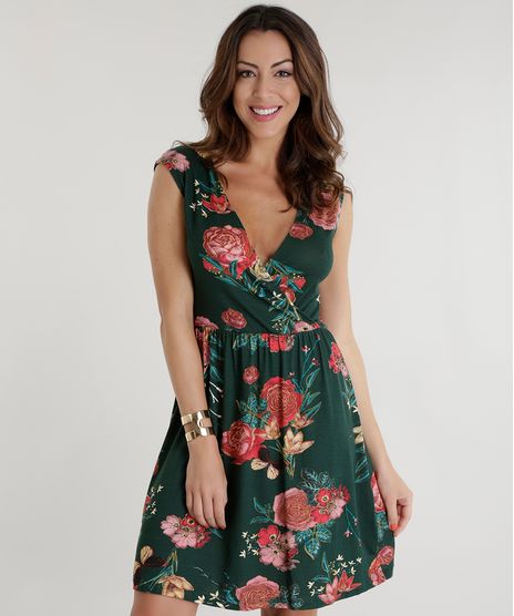 Vestido-Estampado-Floral-Verde-Escuro-8597558-Verde_Escuro_1