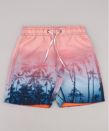 Bermuda-Surf-Infantil-Estampada-de-Coqueiros--Laranja-Claro-9765552-Laranja_Claro_1