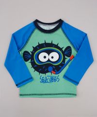Camiseta-de-Praia-Infantil-Raglan-Peixe-Manga-Longa-Verde-9743258-Verde_1