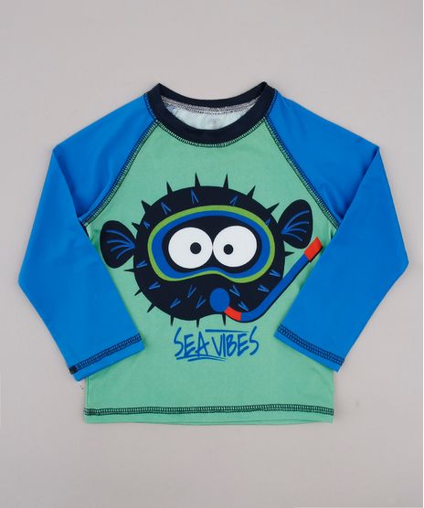 Camiseta-de-Praia-Infantil-Raglan-Peixe-Manga-Longa-Verde-9743258-Verde_1
