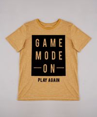 Camiseta-Infantil--Game-Mode-On--Manga-Curta-Mostarda-9768854-Mostarda_1