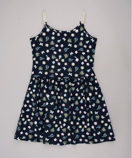 Vestido-Infantil-Estampado-Floral-com-Laise-Alcas-Finas-Azul-Escuro-9763542-Azul_Escuro_1