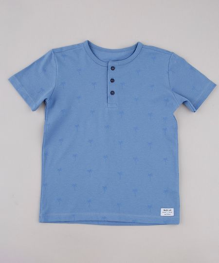 Camiseta-Infantil-Estampada-de-Coqueiros-em-Piquet-Manga-Curta-Gola-Portuguesa-Azul-9778286-Azul_1