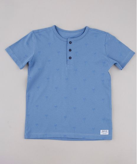 Camiseta-Infantil-Estampada-de-Coqueiros-em-Piquet-Manga-Curta-Gola-Portuguesa-Azul-9778286-Azul_1