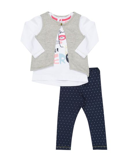 Conjunto-de-Blusa-Branca---Colete-em-Trico-Bege---Calca-Legging-Estampada-de-Poa-Azul-Marinho-8554741-Azul_Marinho_1