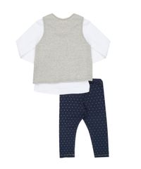 Conjunto-de-Blusa-Branca---Colete-em-Trico-Bege---Calca-Legging-Estampada-de-Poa-Azul-Marinho-8554741-Azul_Marinho_2
