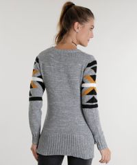 Sueter-com-Estampa-Etnica-em-Trico-Cinza-8487966-Cinza_2