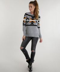 Sueter-com-Estampa-Etnica-em-Trico-Cinza-8487966-Cinza_3